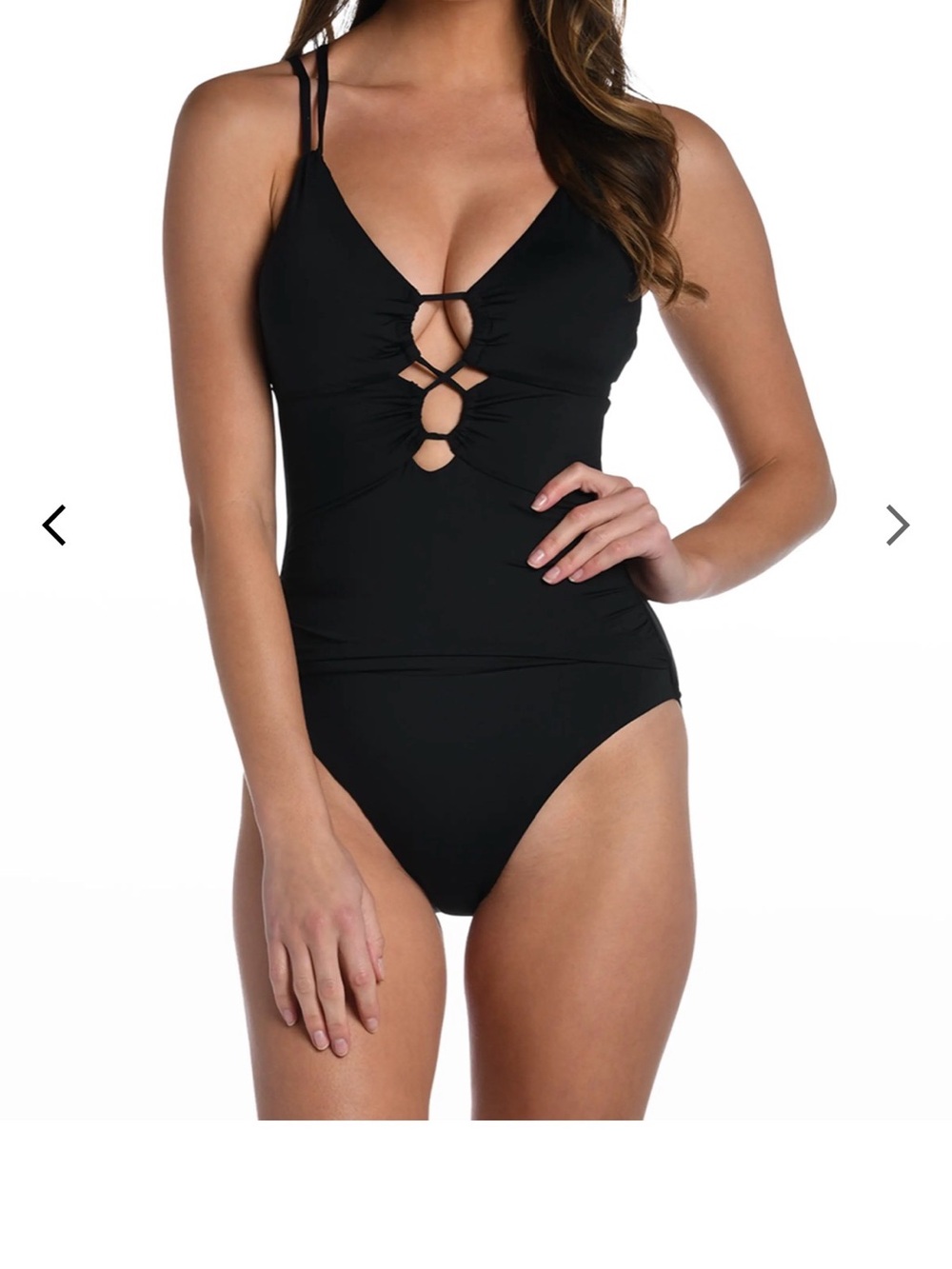 La Blanca Black Strappy Cutout One-Piece Swimsuit
